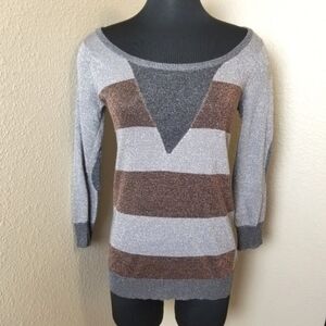 Stussy Striped Metallic 3/4 Sleeve Sweater